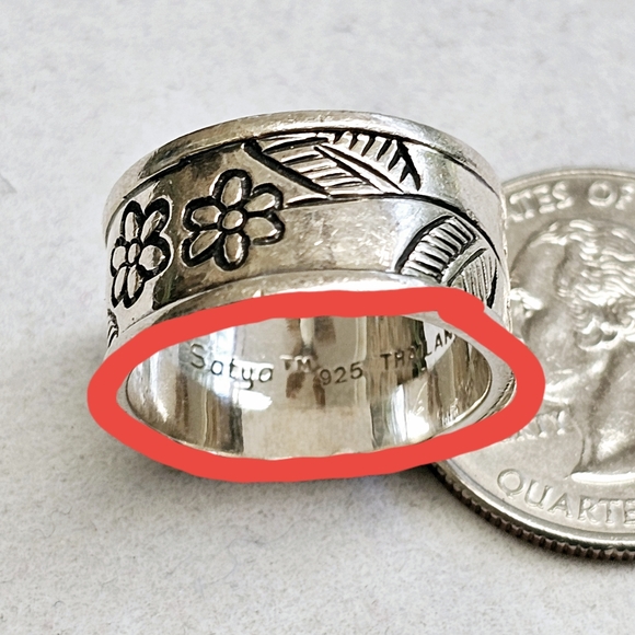 Satya 925 Silver Lotus Flower Band Ring 7.5 - Picture 11 of 12